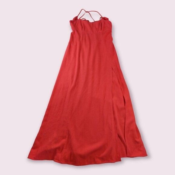 Intermix Josephine Linen Maxi Dress Pink Square Neckline - Picture 3 of 10